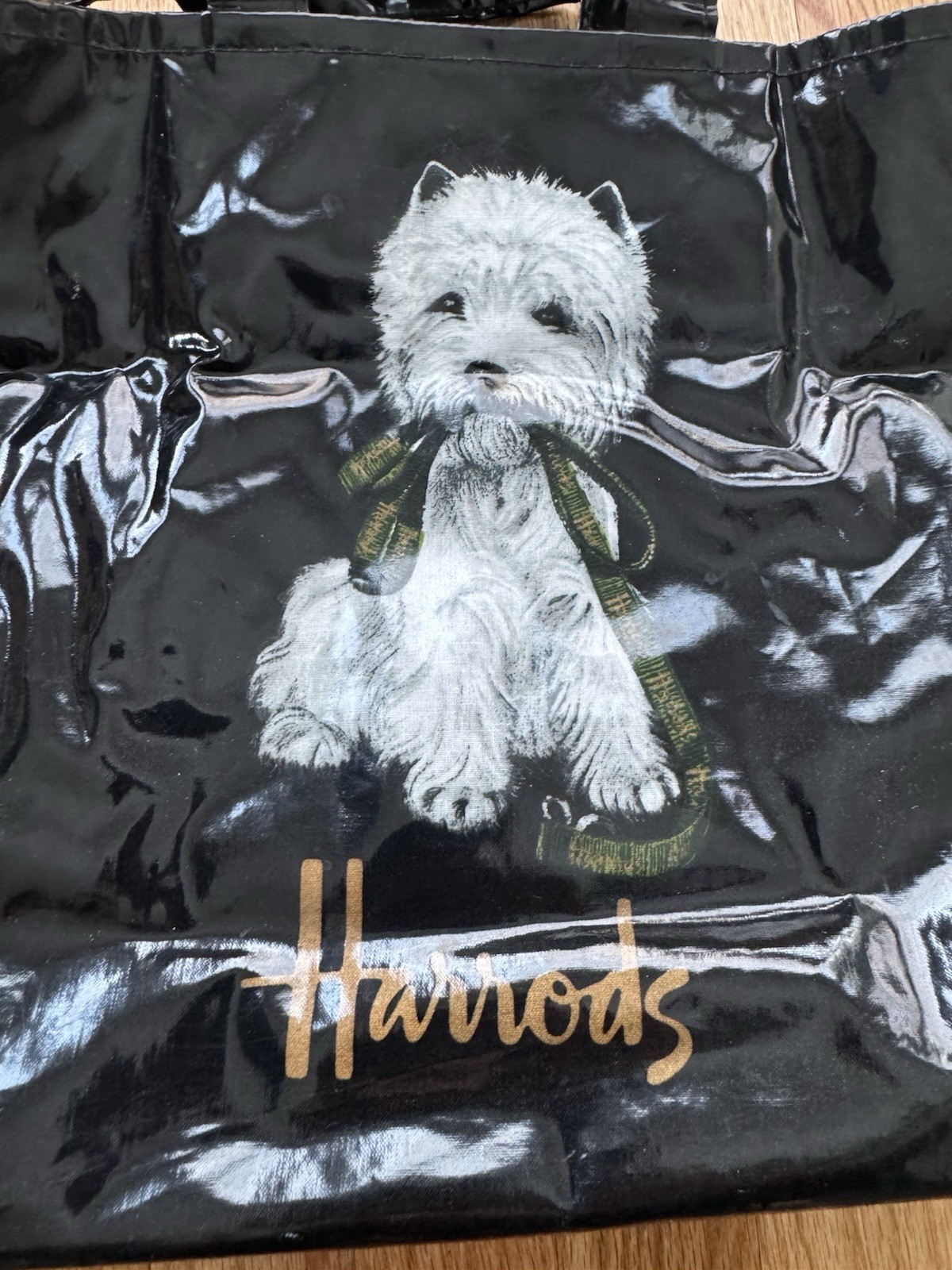 Harrods London PVC Reusable Shopping Tote Bag Eco Shopper Terrier Spaniel Dog