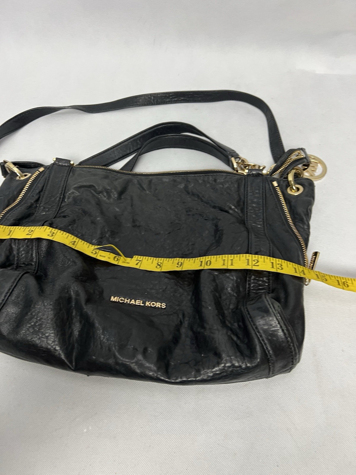 Michael Kors Stanthorpe Black Supple Tumbled Leather Gold Hardware Hobo Bag