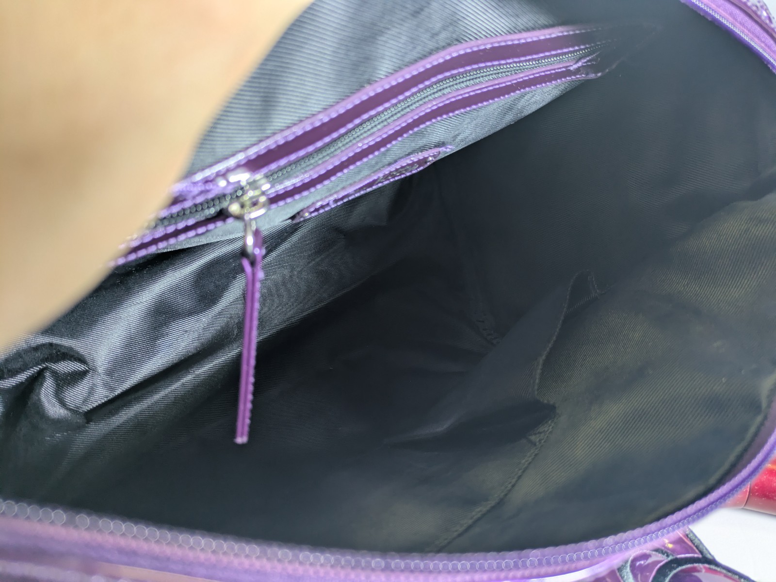 Used Loungefly Hello Kitty Purple Vinyl Metallic Tote Bag And Wallet Sanrio 2010