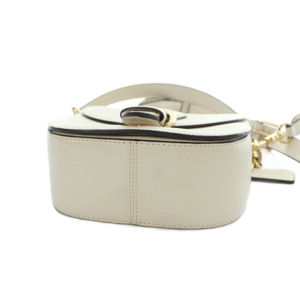 COACH C5685 Shoulder Bag Handbag 2way One Handle Leather Ivory Logo White White
