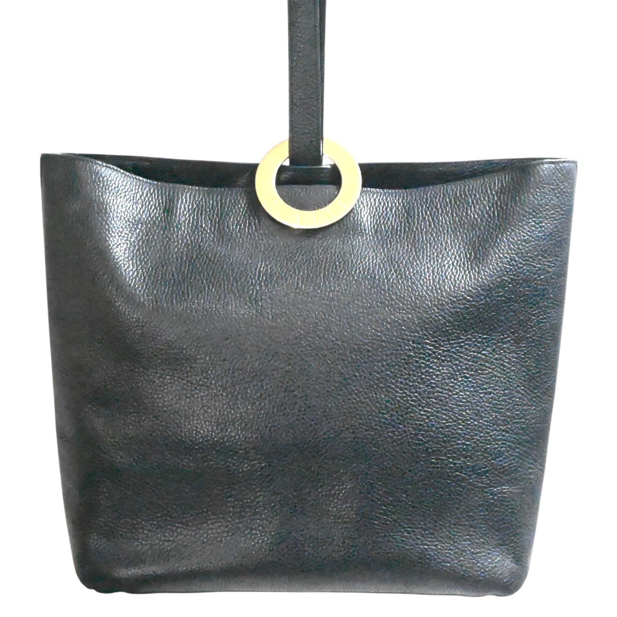 CELINE Circle Logo Hardware Leather Shoulder Bag Tote Bag Black/Gold M2602-k128