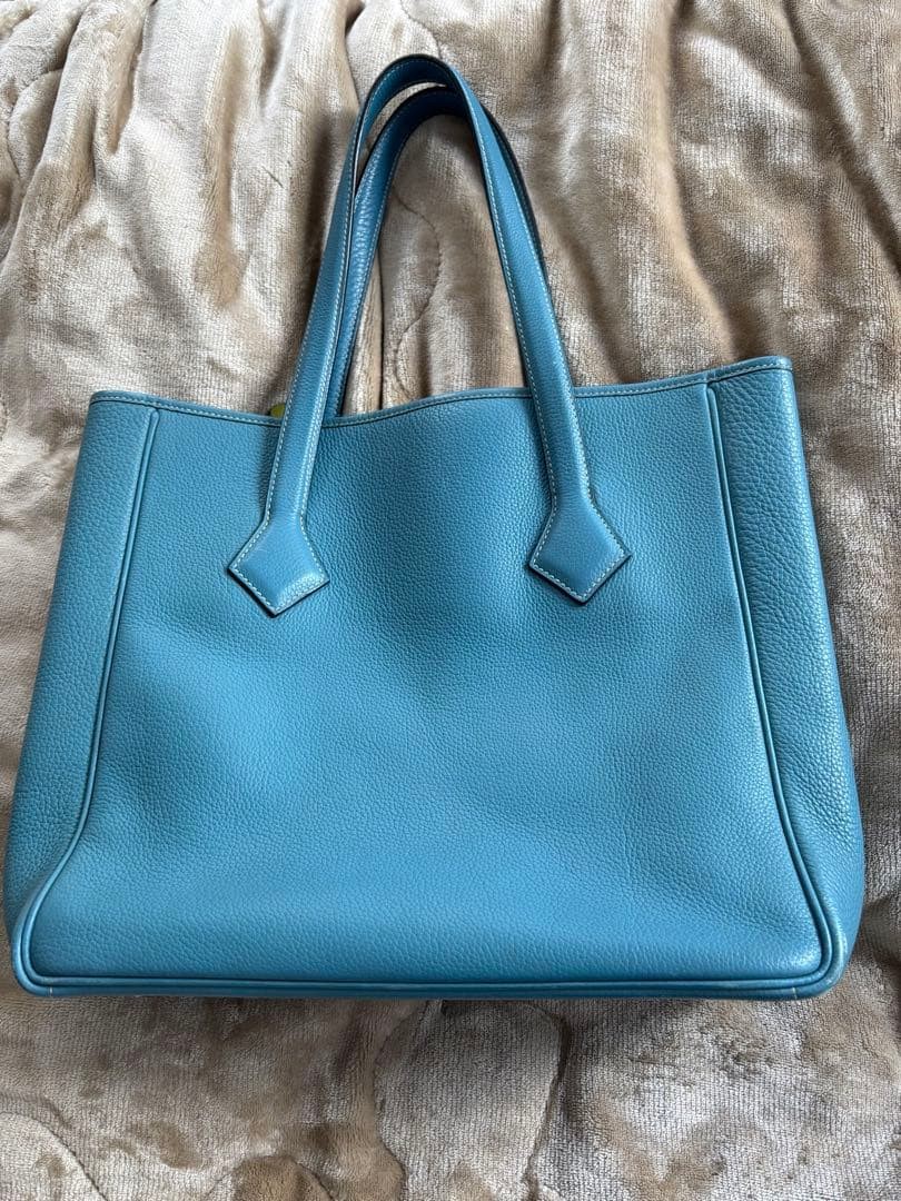 HERMES Victoria Cabas 32 Shoulder bag Tote Bag Taurillon Clemence blue Good