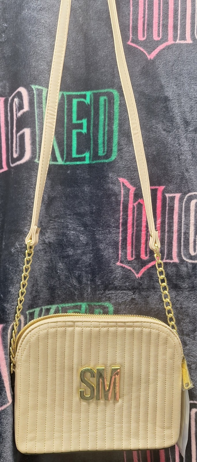Steve Madden Bmaggie Quilted Crossbody Bag. Cream. Part Chain Strap. NWT