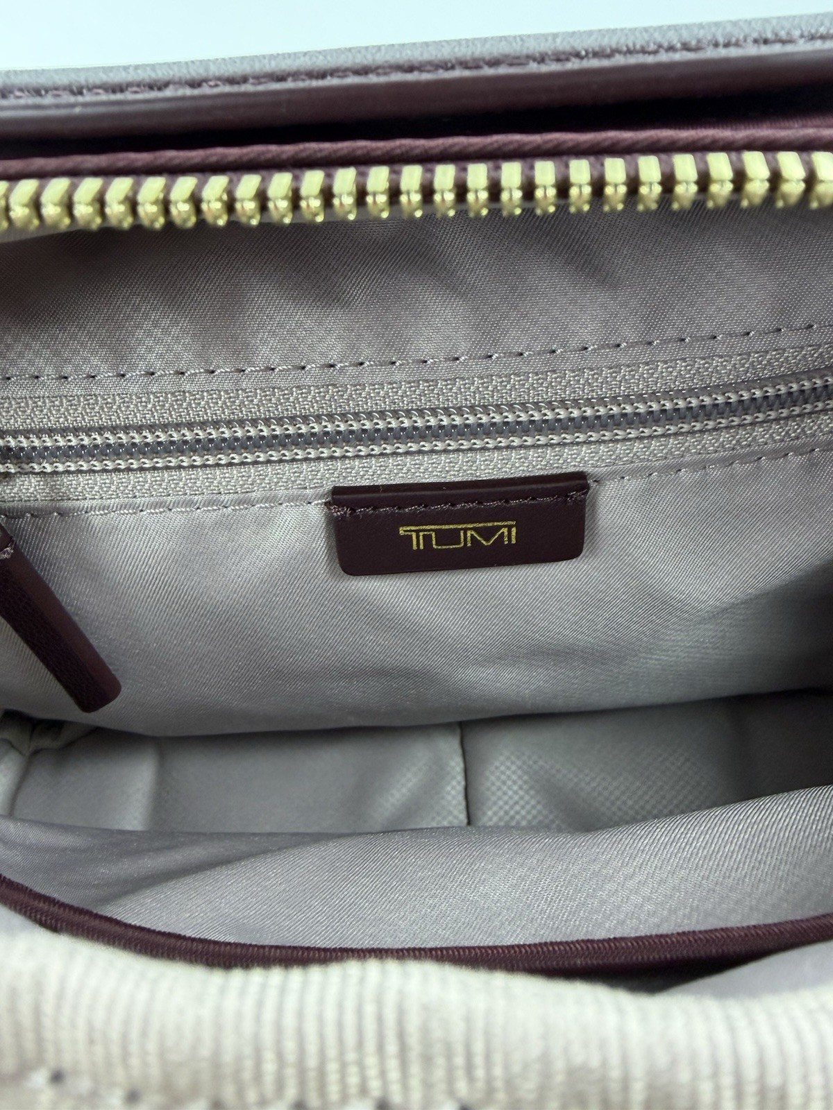 TUMI Voyageur Tamy Crossbody Bag BlackBerry Nylon Gold Hardware Travel Purse