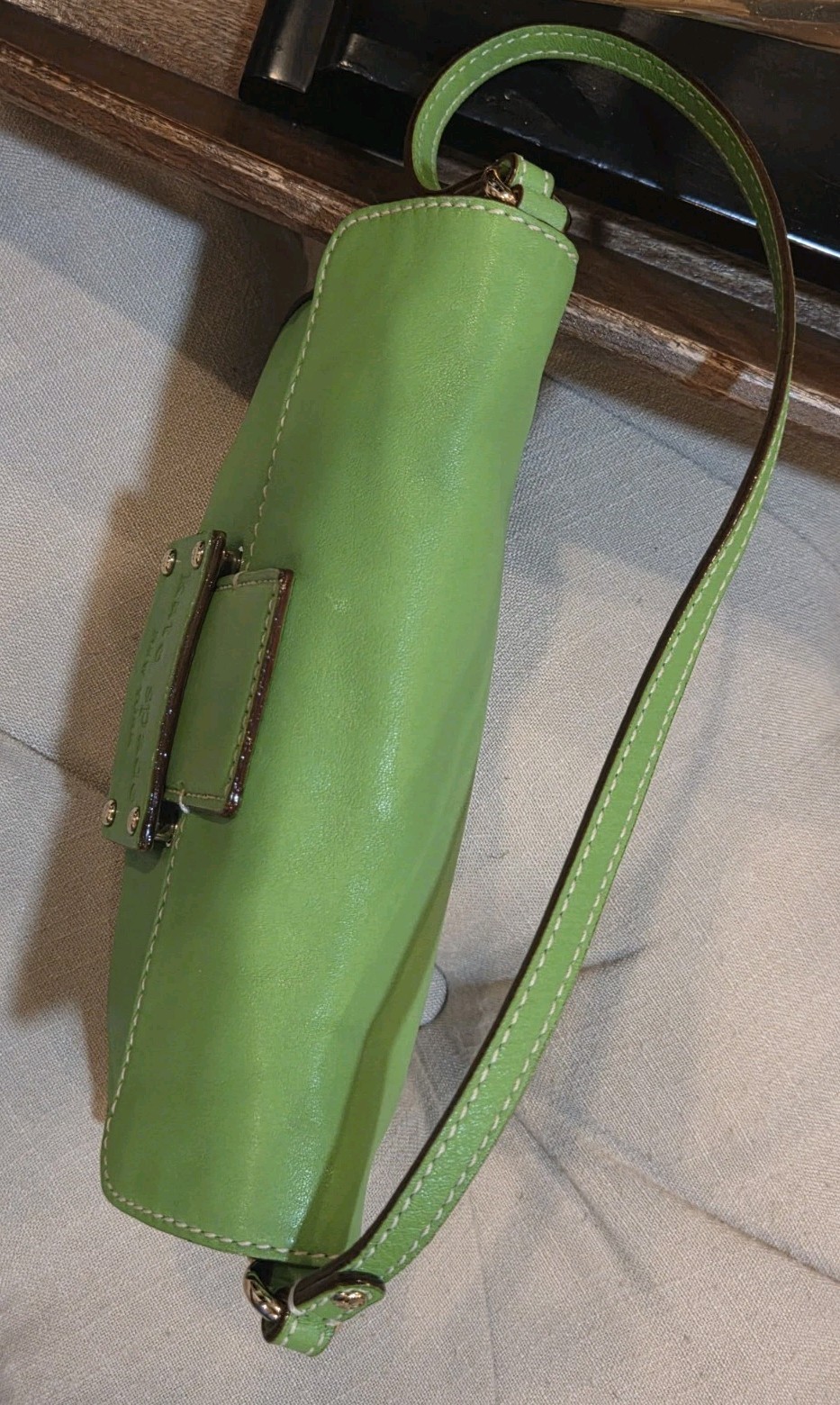 Vintage Y2K Kate Spade Green Leather Baguette Shoulder Bag Archival Grunge