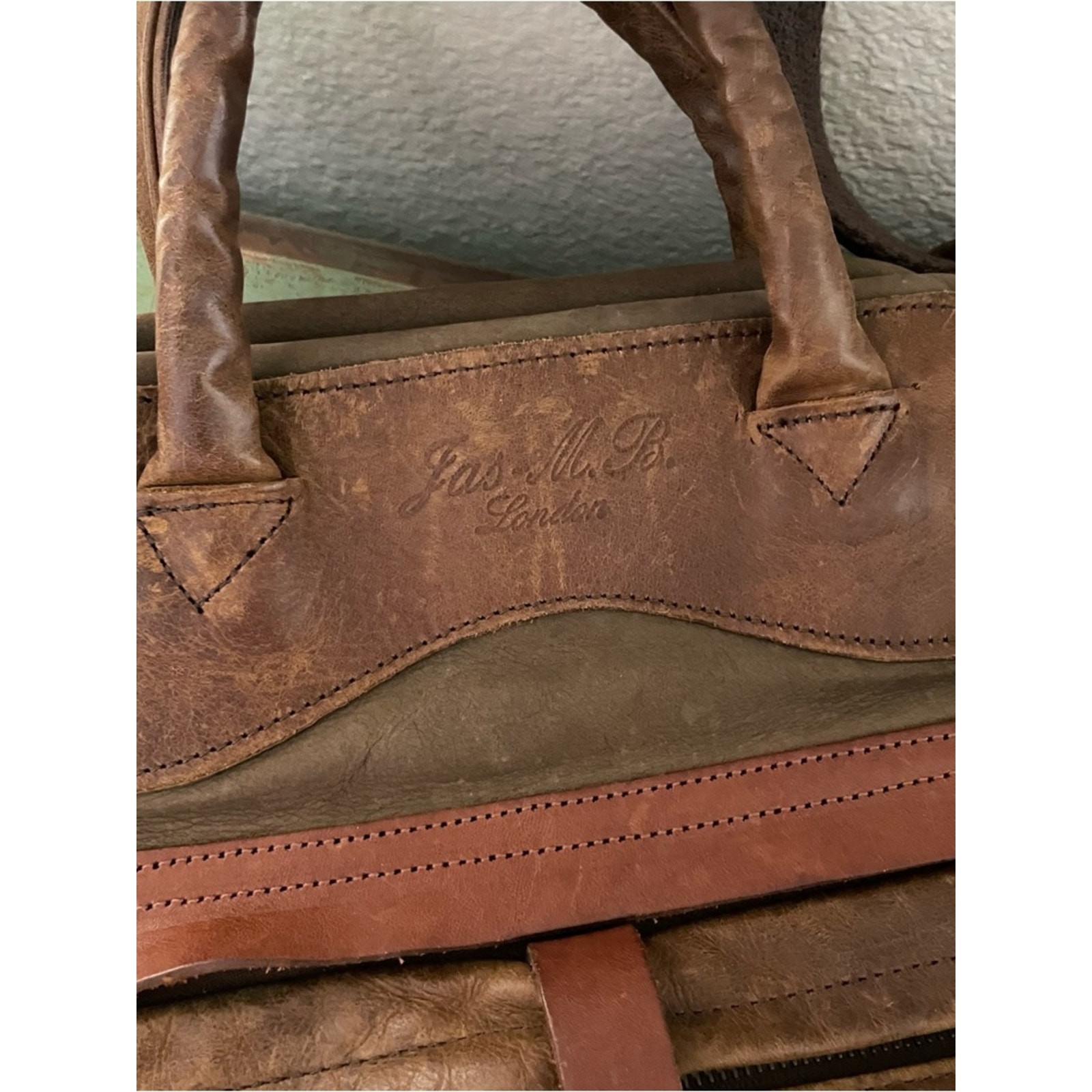 JAS M. B. London leather and suede texture messenger bag
