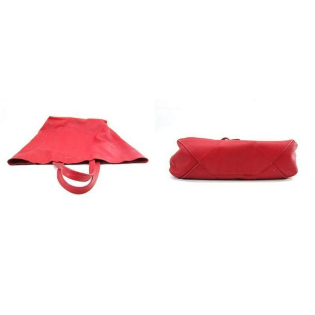 Celine Horizontal Cabas Red Leather Tote Bag Large Shoulder Bag w/Dust Bag Good