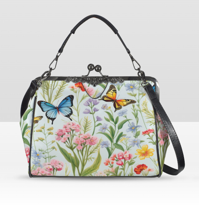 Spring Butterflies Garden Flowers Shoulder Cross Body Bag Satchel Mother’s Day