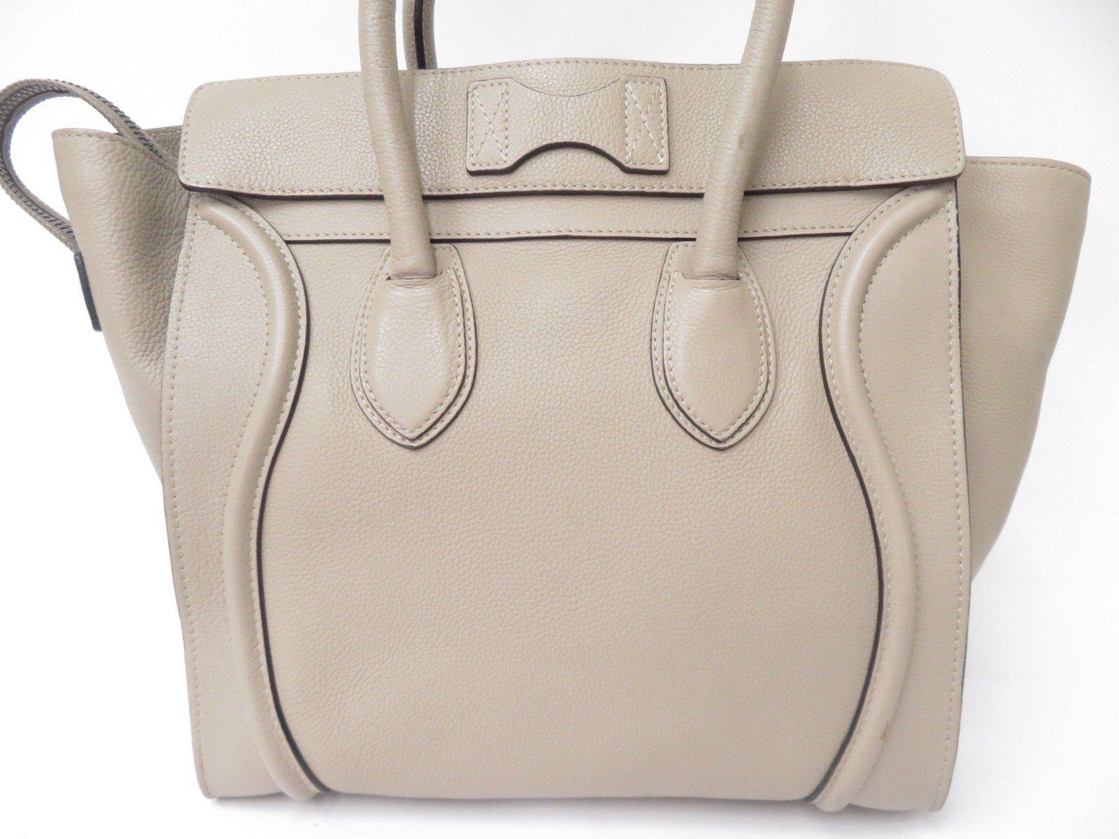 Authentic CELINE Luggage Mini Shopper Leather Hand Bag I#48952