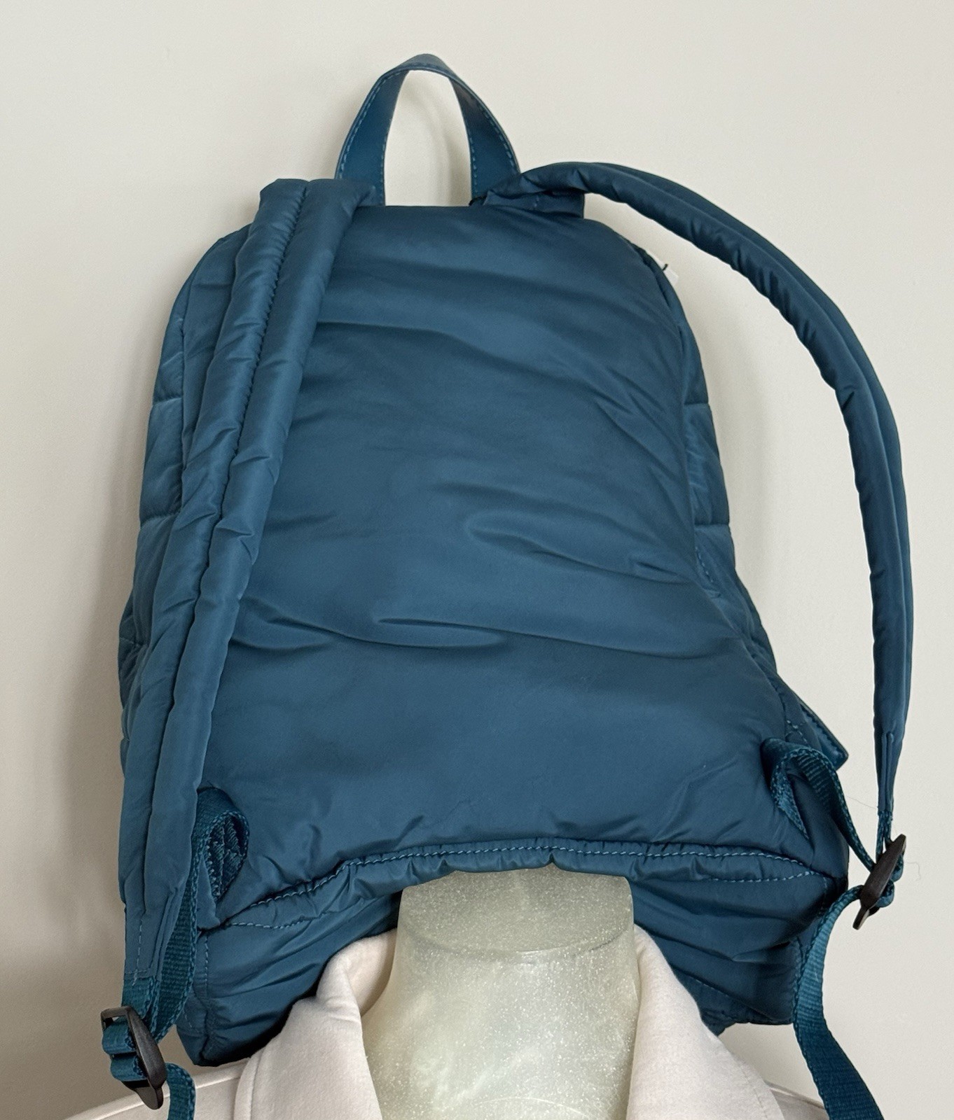 Marc Jacobs Crosby Quilted Nylon Backpack Teal Green Zip Pocket Adjustable New