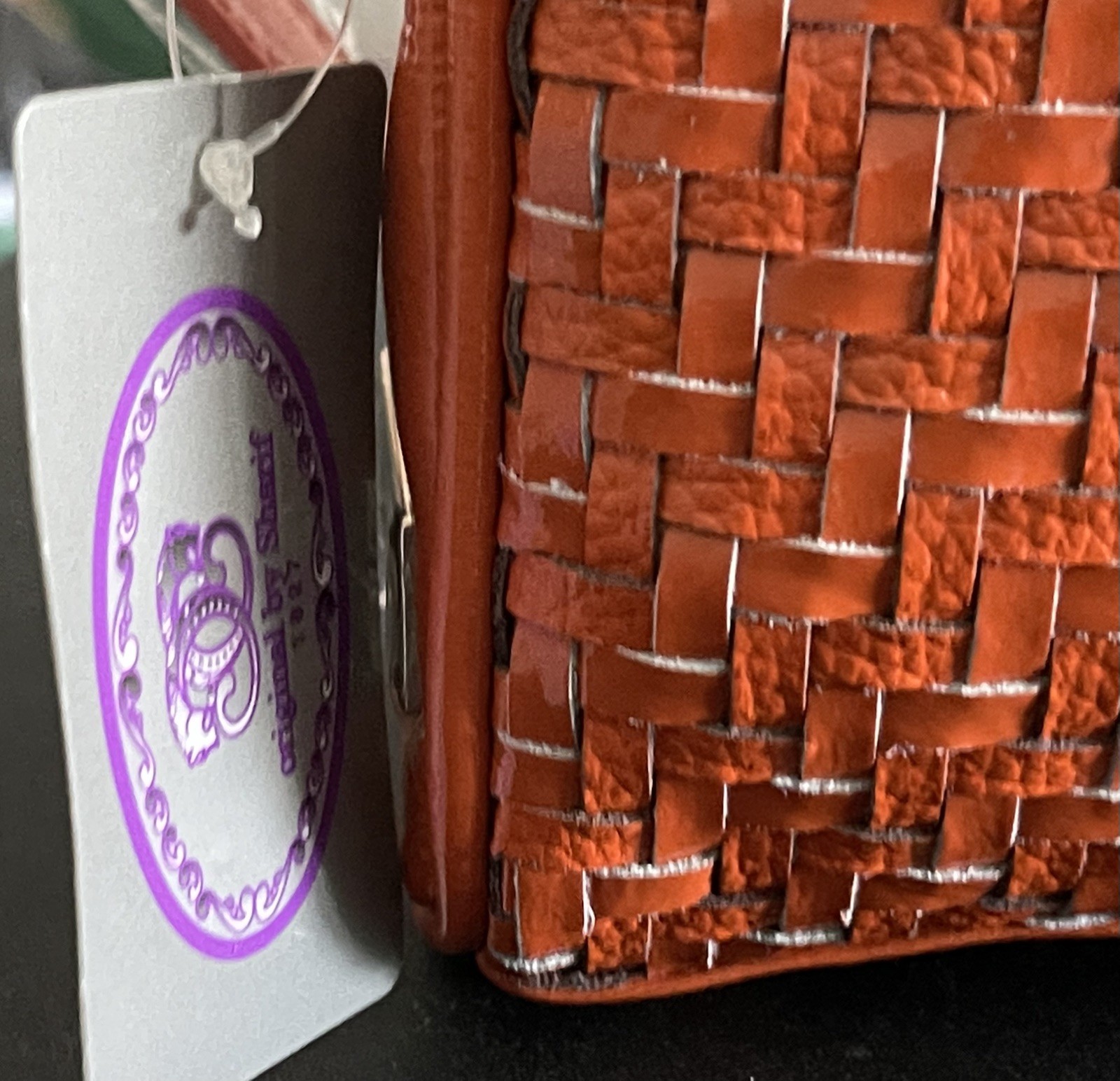 NWT Vtg SHARIF 1827 Orange Zebra Print Crossbody Bag Deadstock Cowhide Woven NEW