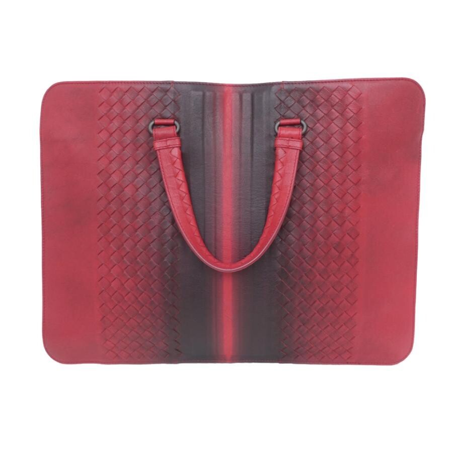 Bottega Veneta Intrecciato Red Leather Tote Bag Business Men Auth
