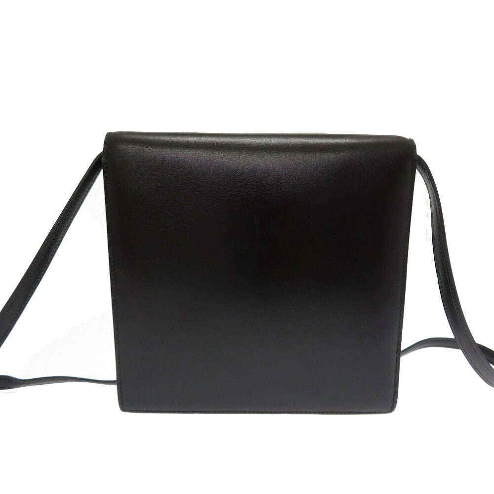 Hermes Vintage Cadena Shoulder Bag Clutch Bag Noir Black Box Calf Leather 99