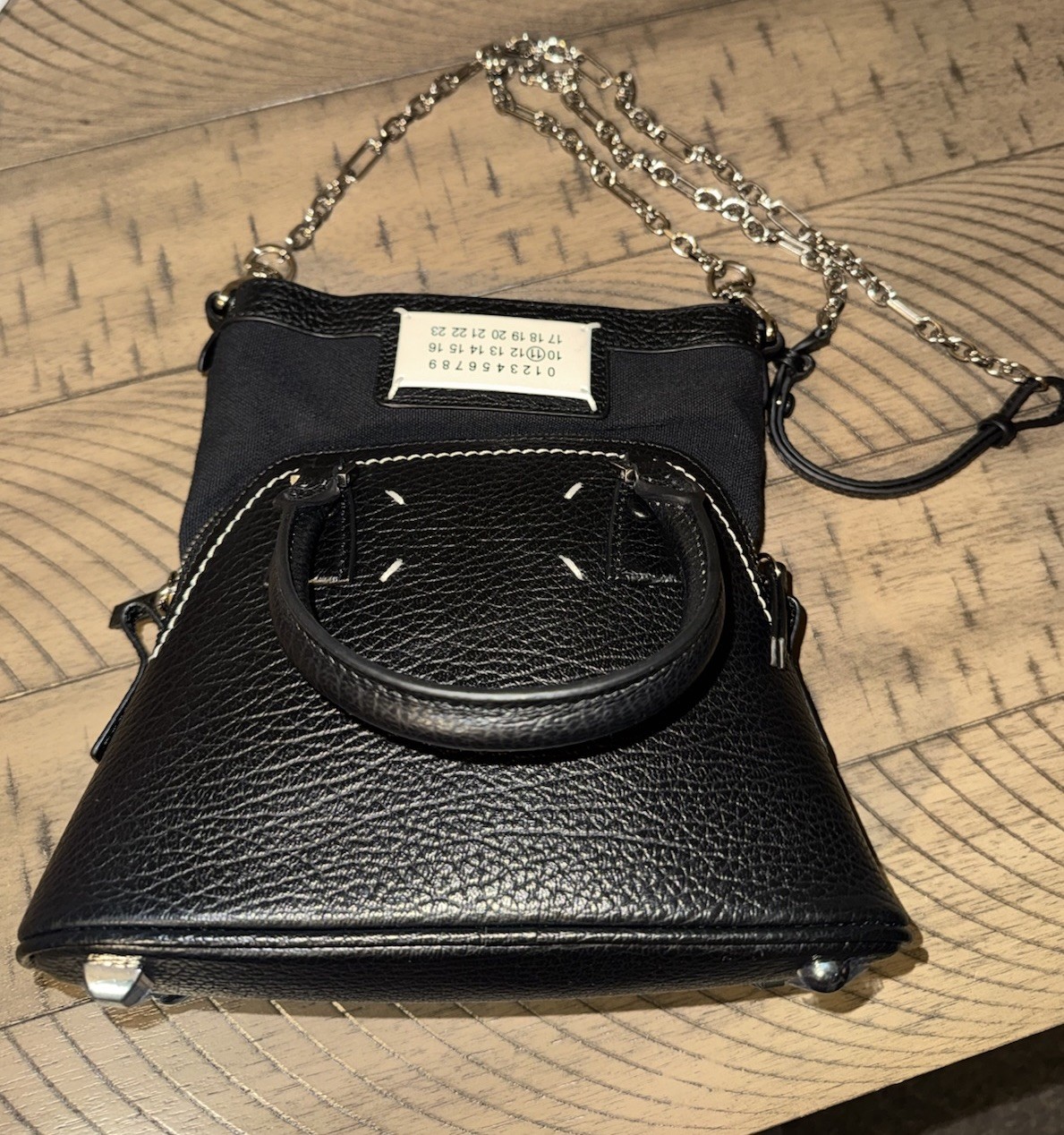 Maison Margiela Black Crossbody Top Handle Chain Strap Detachable Snap Bag