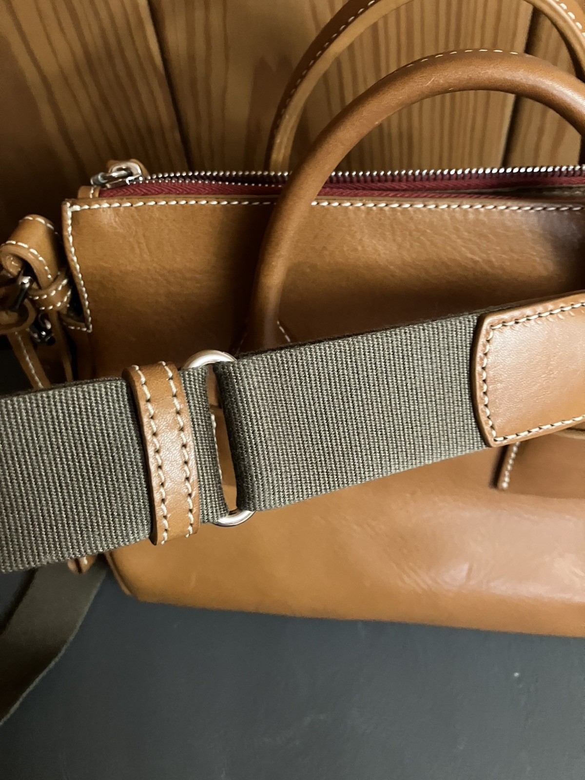 Dooney & Bourke Toscana Florentine Pocket Satchel w Guitar Strap~Natural NWOT