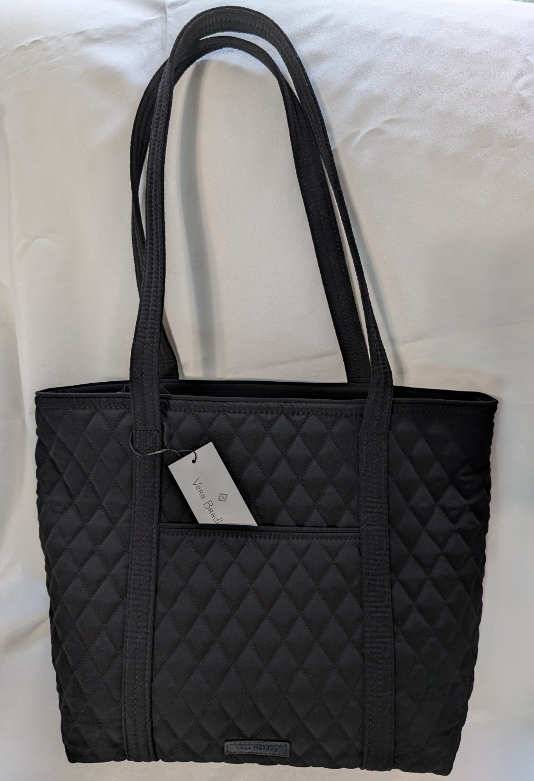 Vera Bradley Small Vera Tote Bag, Classic Black Microfiber, New with Tags