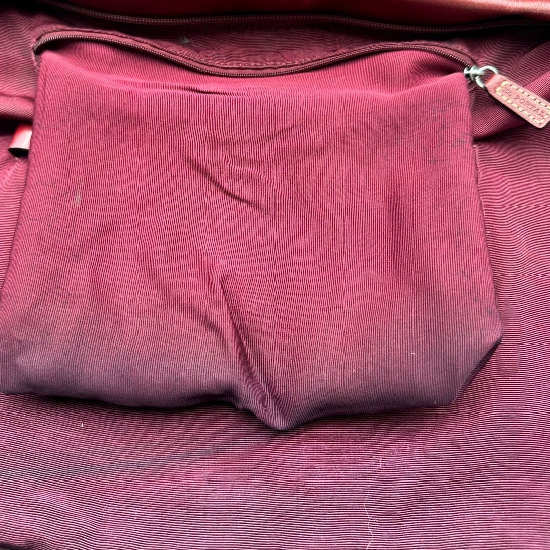 VTG ’90s El Portal Dark Red Leather Shoulder Bag Tote AS IS-READ NOTE