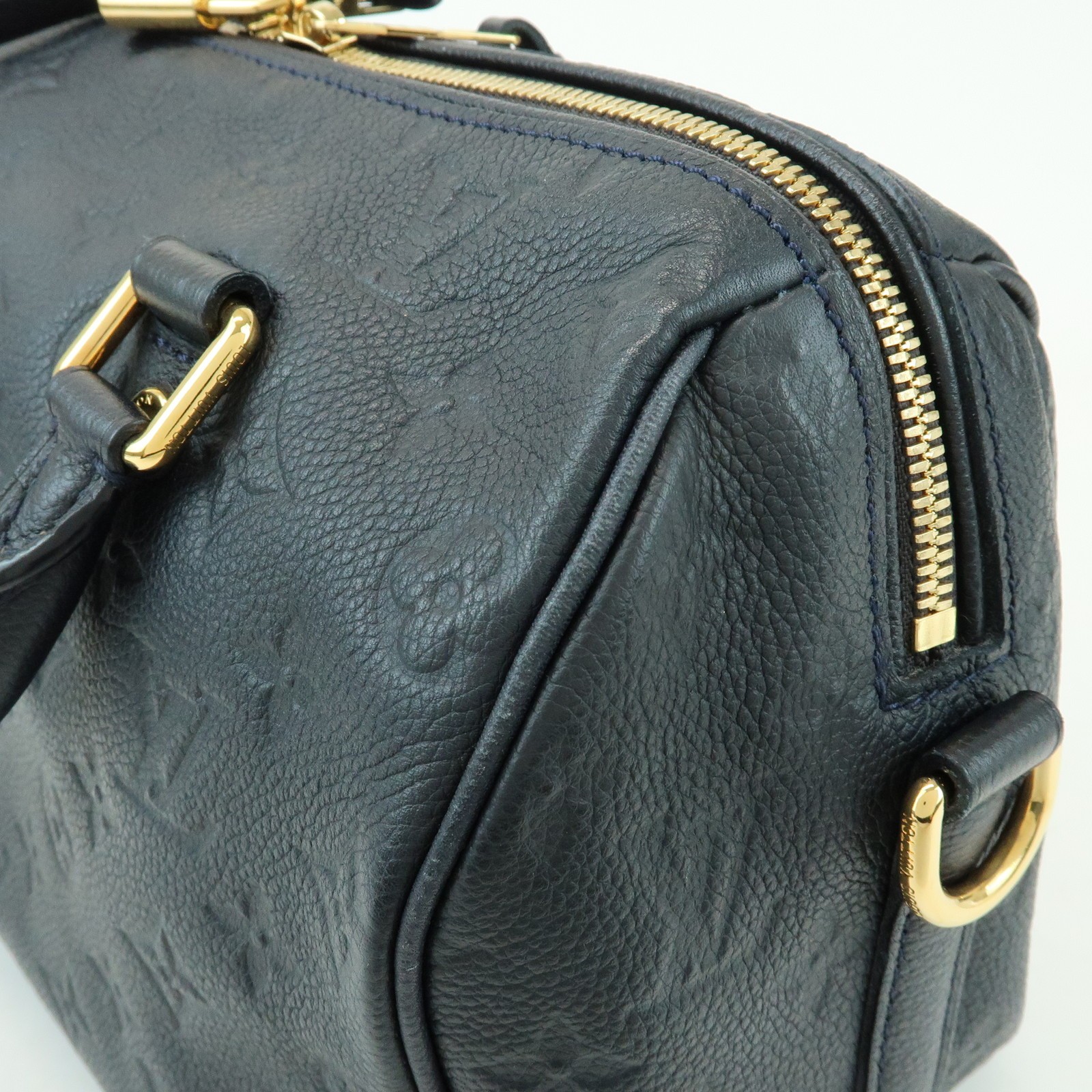 Louis Vuitton Monogram Empreinte Speedy Bandouliere 25 Navy M40762 Auth Used F/S