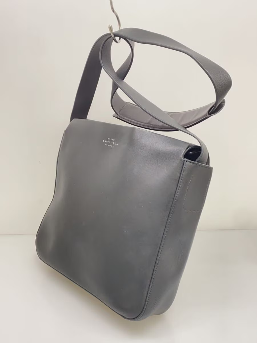 SMYTHSON Shoulder Bag, Leather, Black, Solid Color