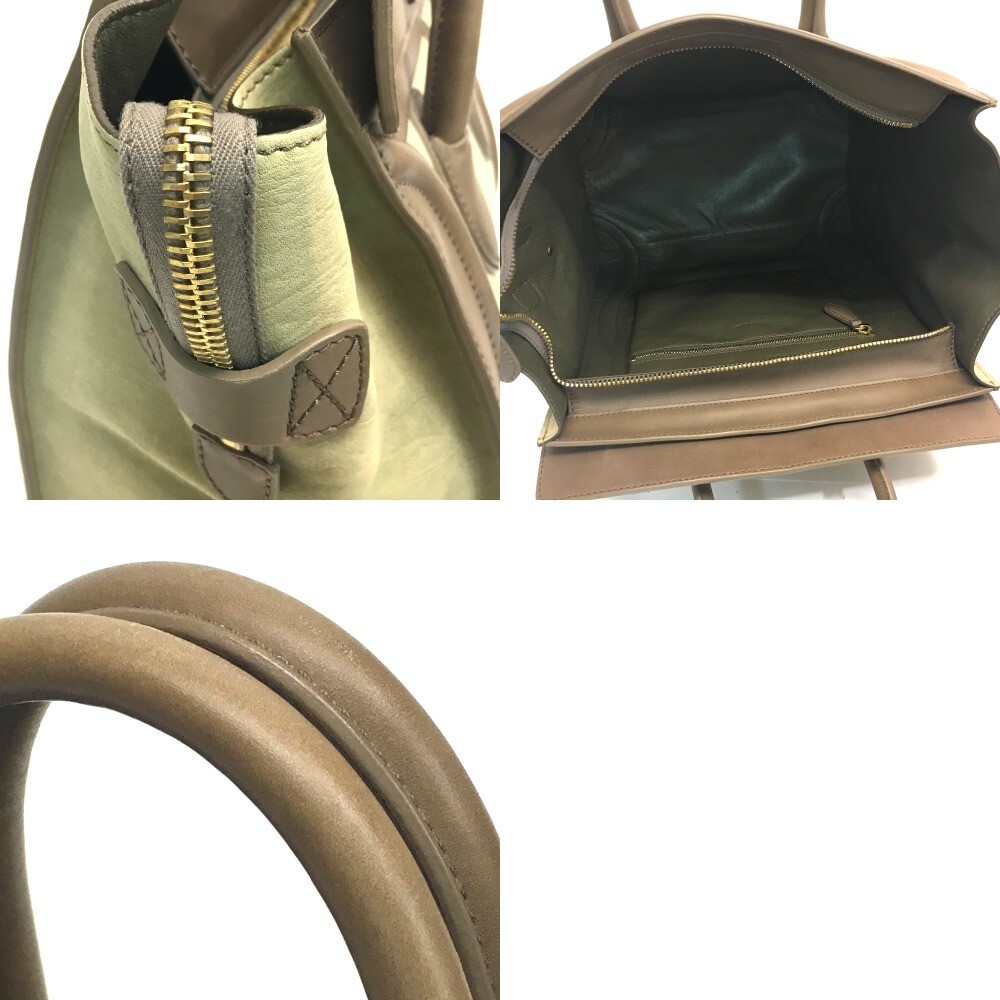 CELINE Mini Shopper Luggage Tote Bag Hand Bag Beige/Brown 165213
