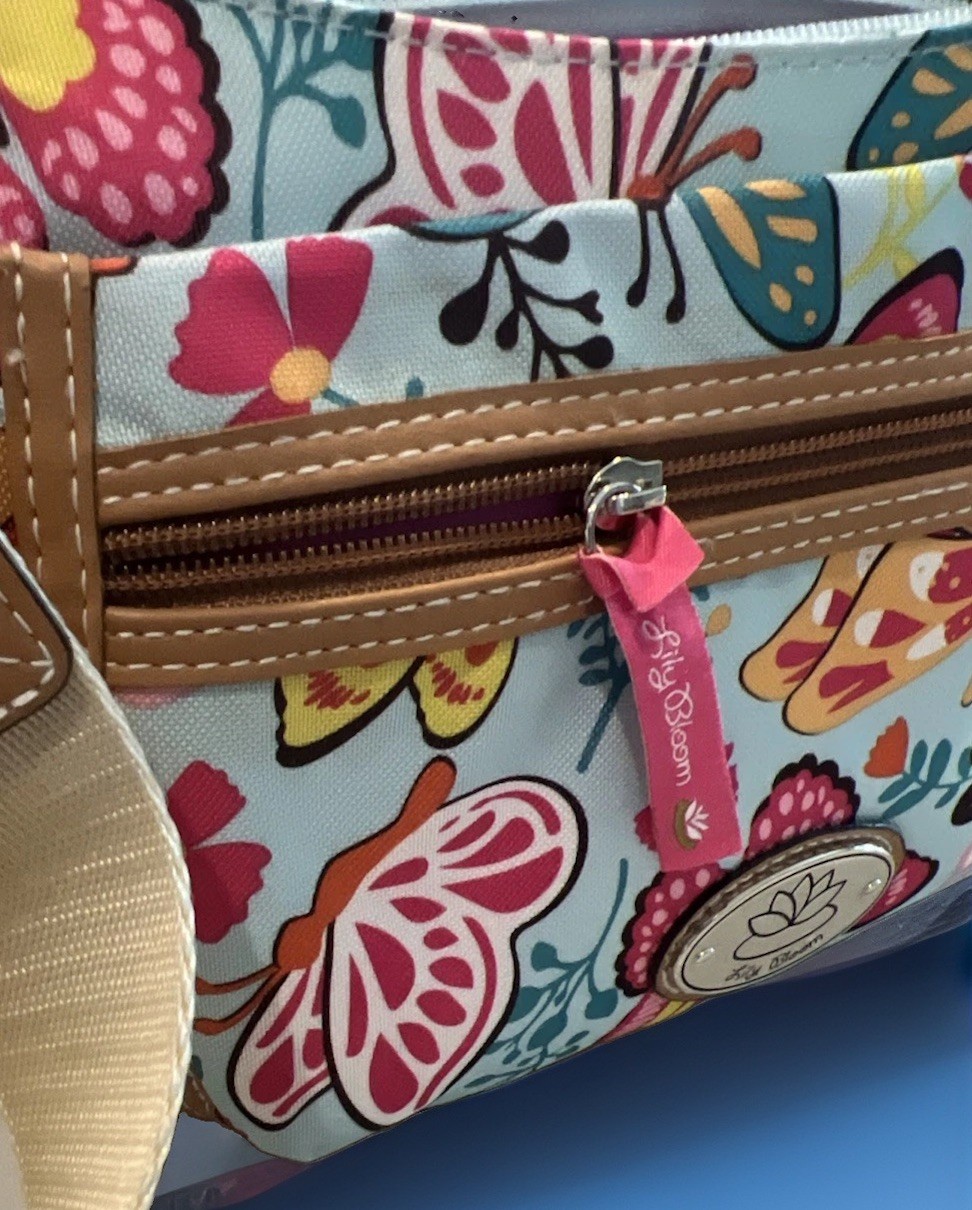 Lily Bloom Mid Hobo Crossbody Woodland Butterfly Print Adjustable Strap NWT