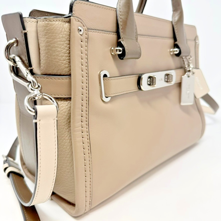 Coach Swagger 27 J1621-57083 Tricolor Mixed Leather Satchel Crossbody Dustbag