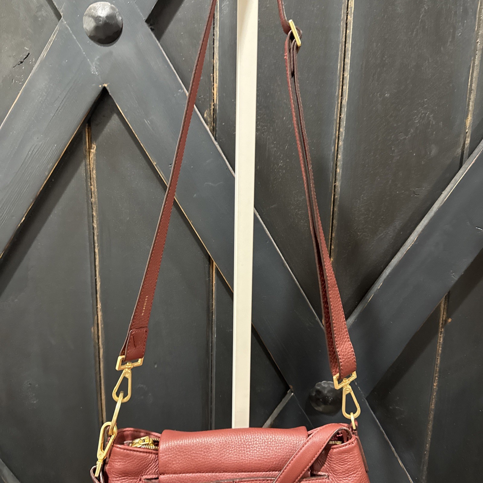 Hammitt VIP Satchel Studded Brushed Gold Leather Pomodoro Red Shoulder Bag – EUC
