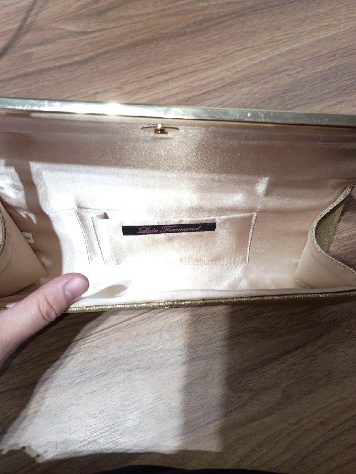 Lulu Townsend Gold Glitter Clutch Bag Carry Bag Evening Purse