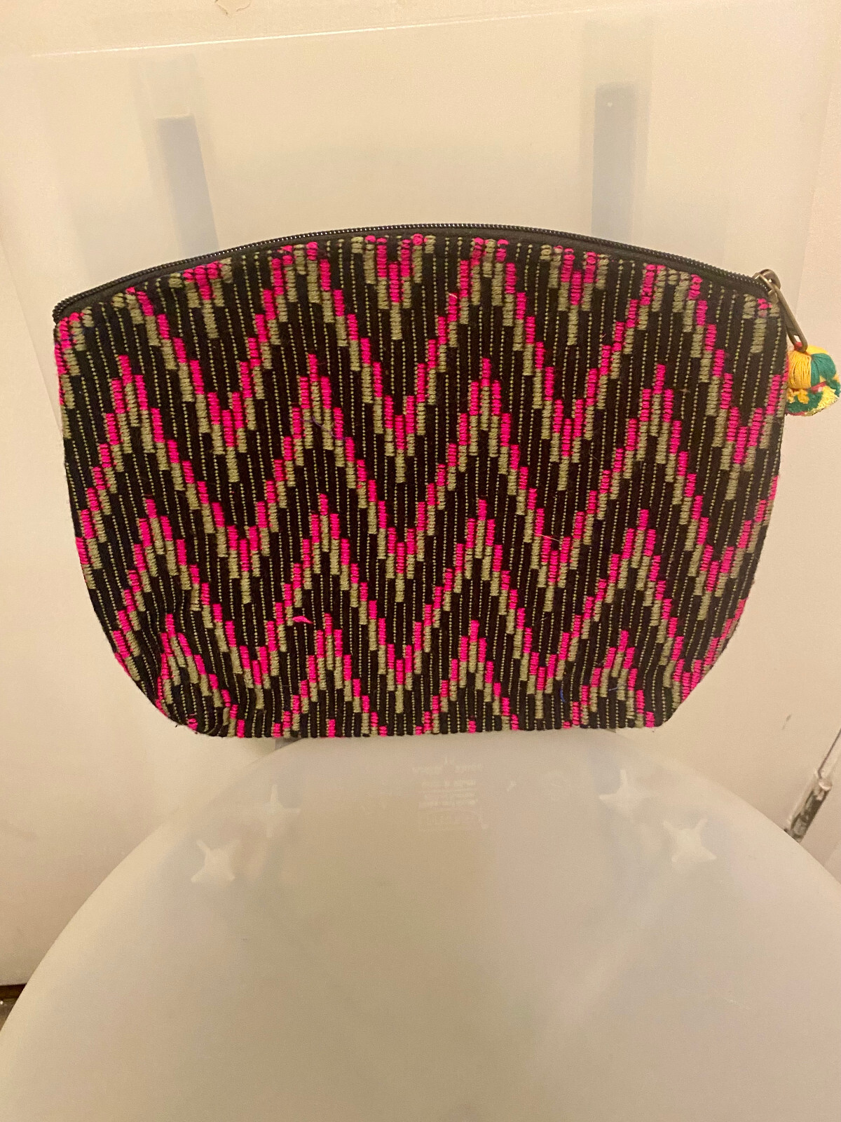 Case Waterproof Cosmetic Toiletry Bag Chevron Black New Hobo Boho Travel #AA