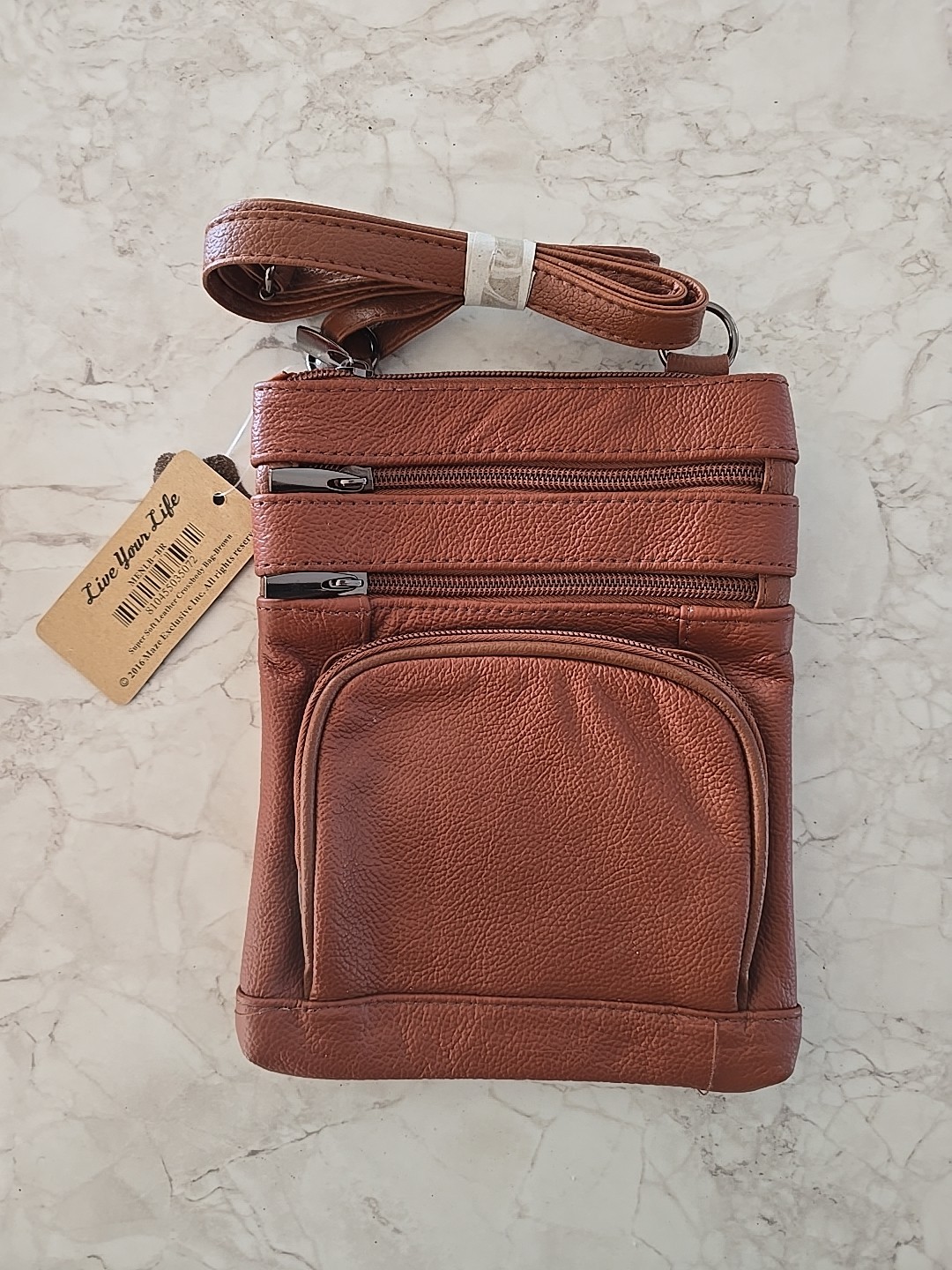 NWT Maze Crossbody Brown Genuine Leather Shoulder Bag Strap Purse 8in x 11in