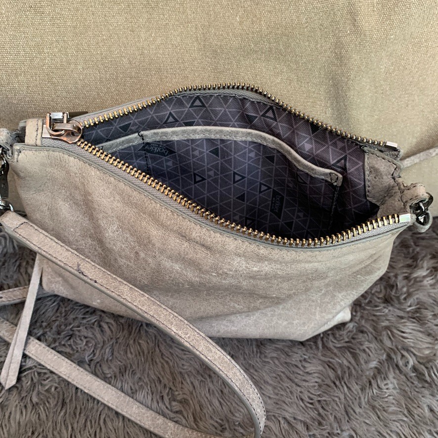 Botkier Women’s Trigger Handbag Purse Distressed Gray Studded Zip Crossbody
