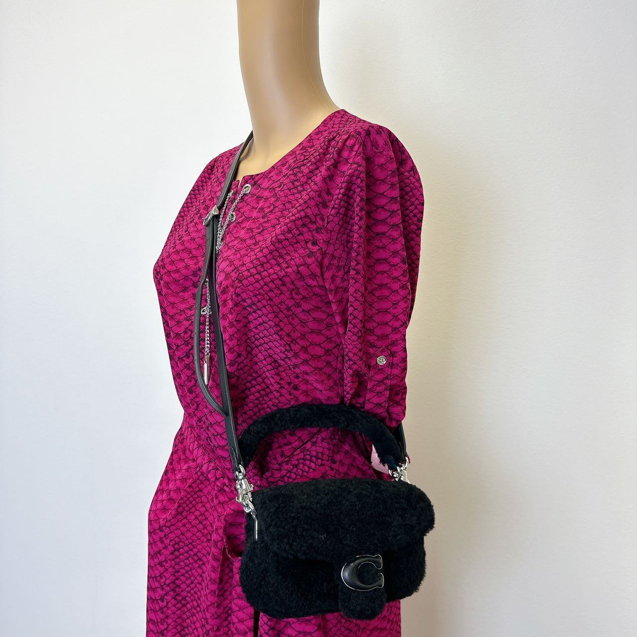 Coach CC444 Pillow Tabby Shoulder Bag 18 In Shearling IN BLACK