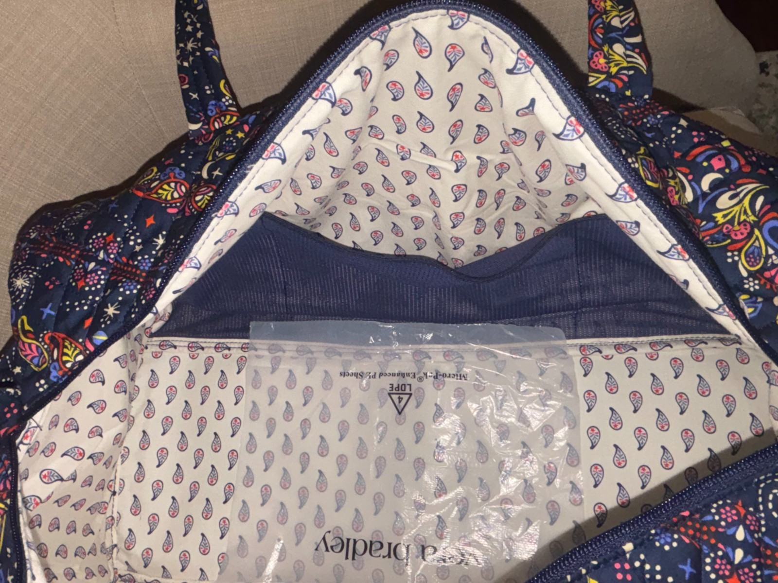 Vera Bradley Original Women’s Large Duffle Premium Cotton Bag Starry Paisley