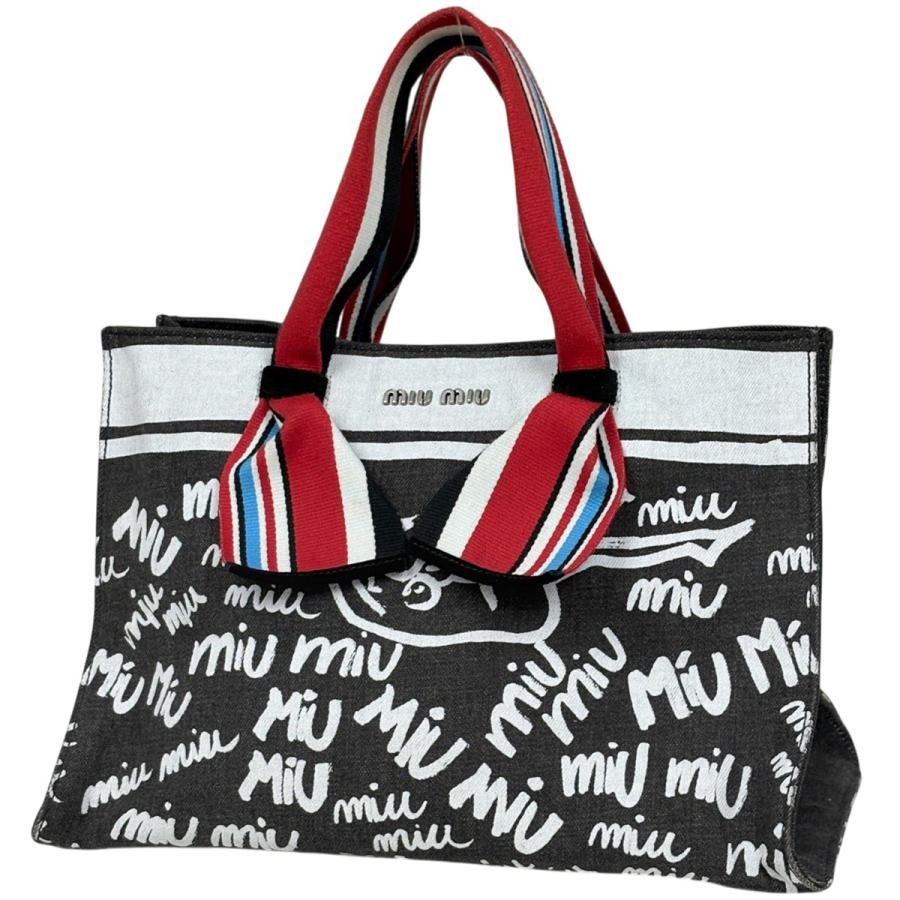 Miu Denim Black White Tote Bag #BS4122