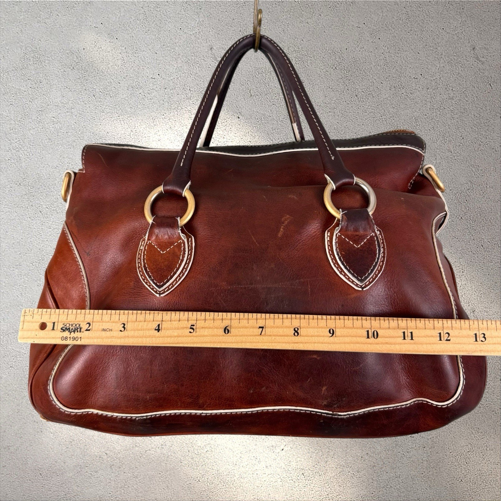 Dooney & Bourke Florentine Edge/Savannah Top Handle Satchel Bag Chestnut Read