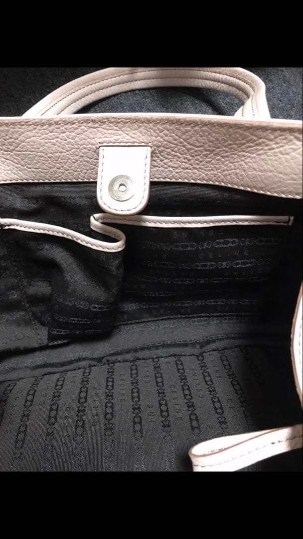 CELINE Triomphe Macadam Leather Shoulder Bag Pink Authentic Vintage