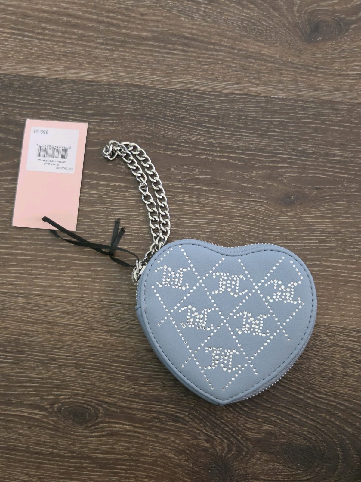 Juicy Couture Blue Heart Rhinestone Chain Wristlet – Women Bags