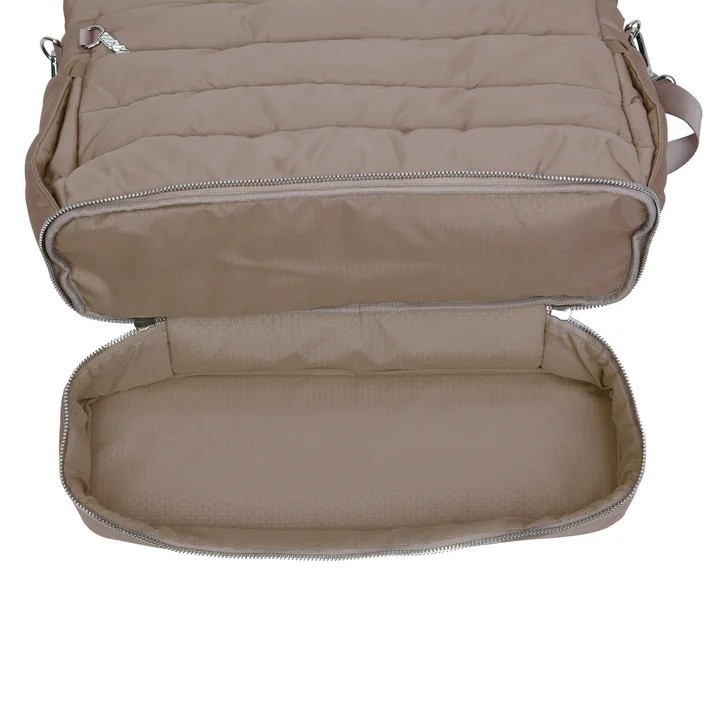 iPack Puffy Fashion Tote Luggage Bag Travel Adjustable Strap Laptop Pocket TAN