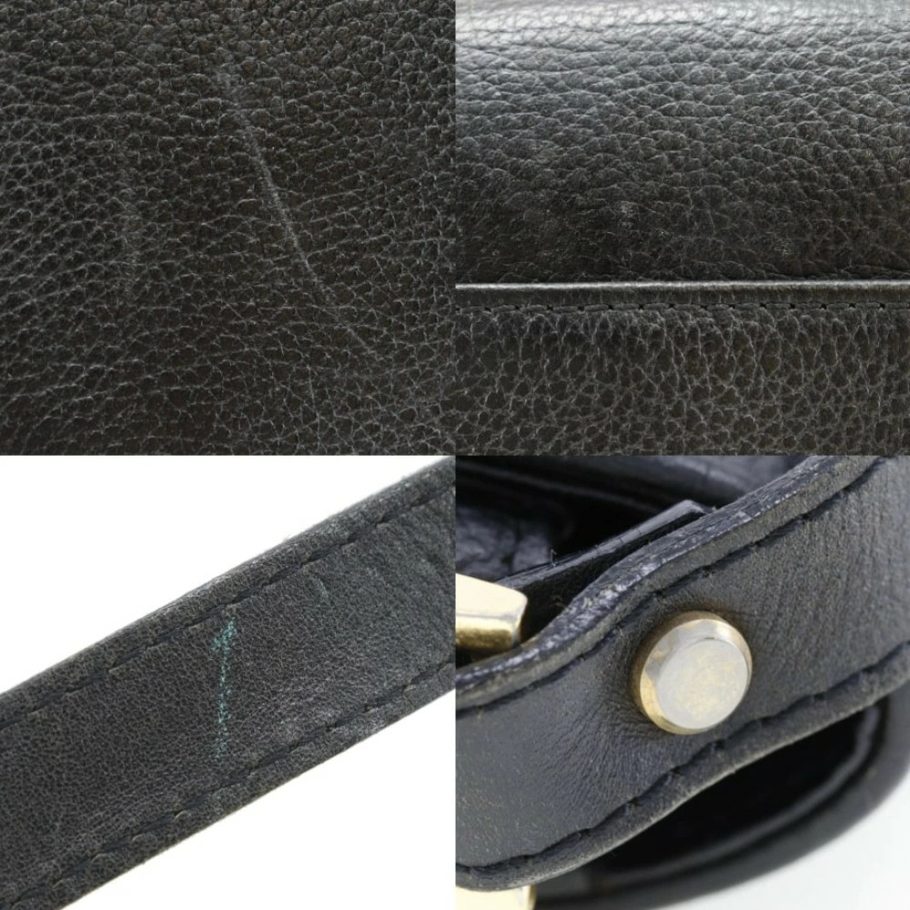 BURBERRY Shoulder Bag Leather Crossbody Snap Button Ladies Black Women’s #NB421
