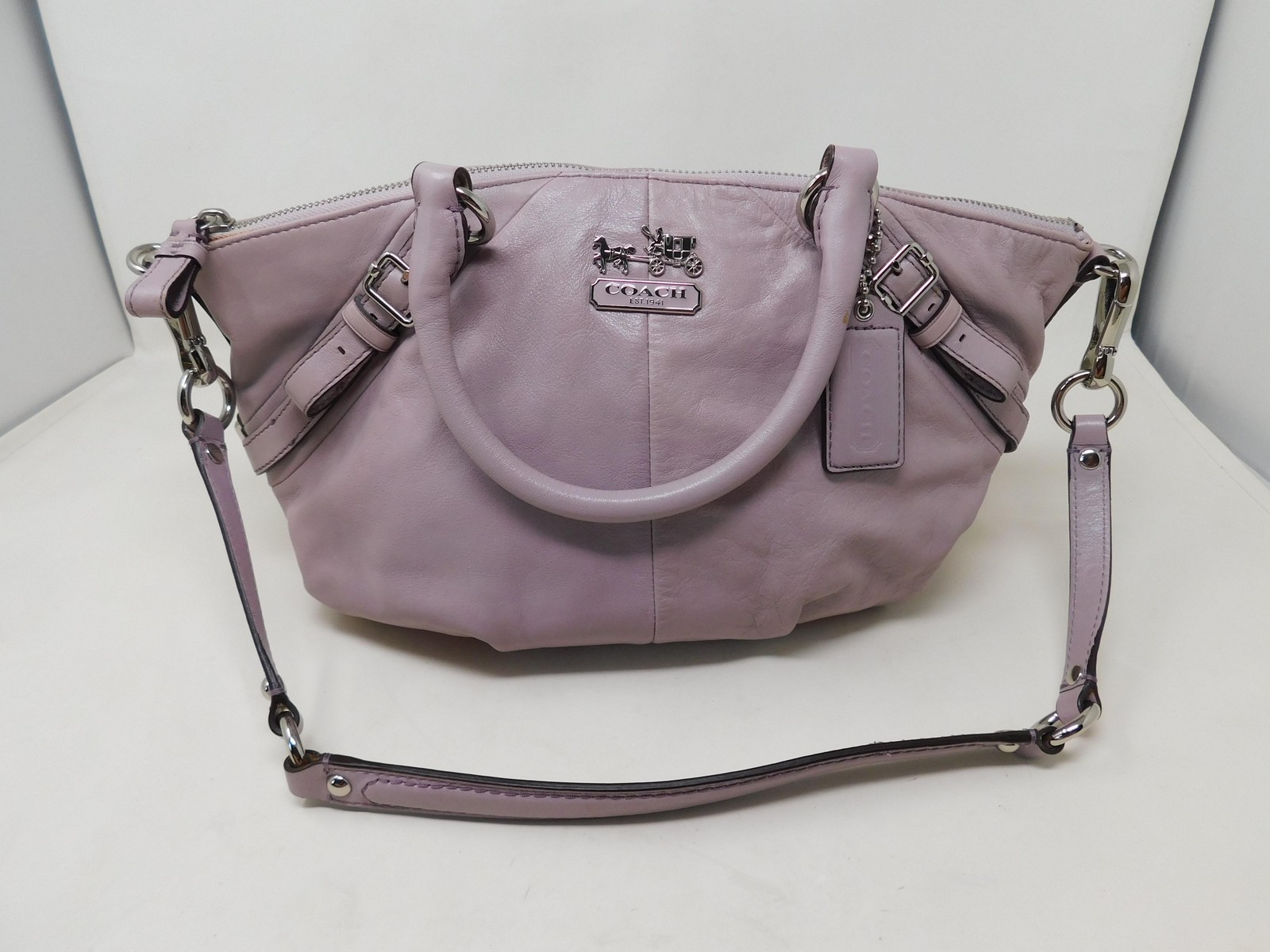 Coach Purse Satchel Madison Sophia Crossbody Bag Medium Purple Leather Purse
