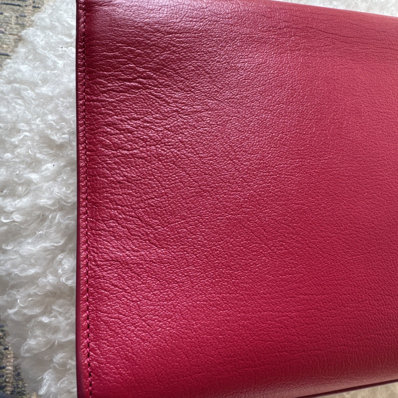 AUTH YVES SAINT LAURENT BELLE DE JOUR ENVELOPELARGE CLUTCH PINK YSL
