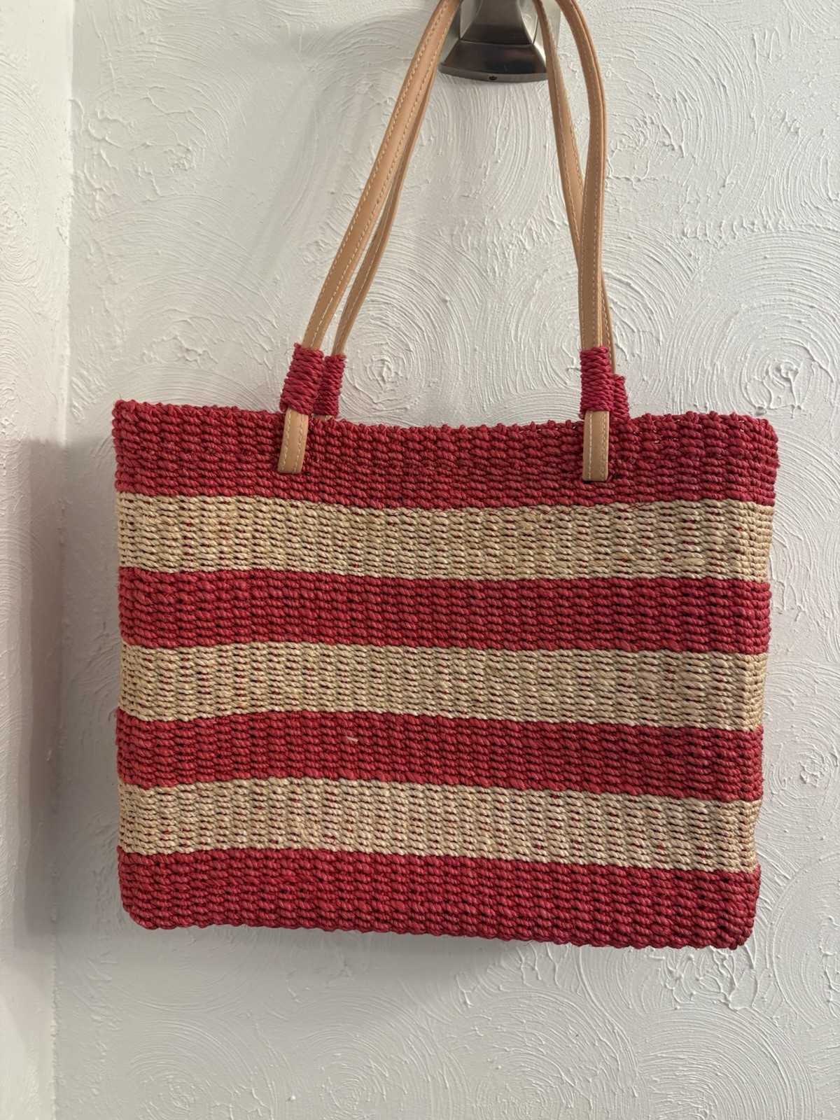 Amanda Smith American Flag Straw Tote Bag Coastal Patriotic Beach Summer
