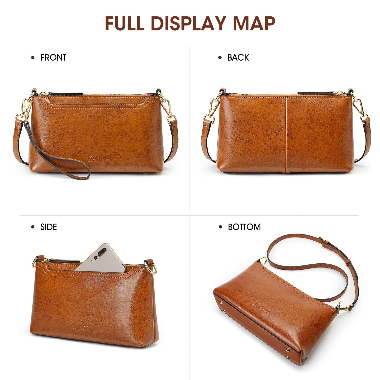 Kattee Leather Crossbody Bags for Women Trendy, Small Shoulder Purses and Han…