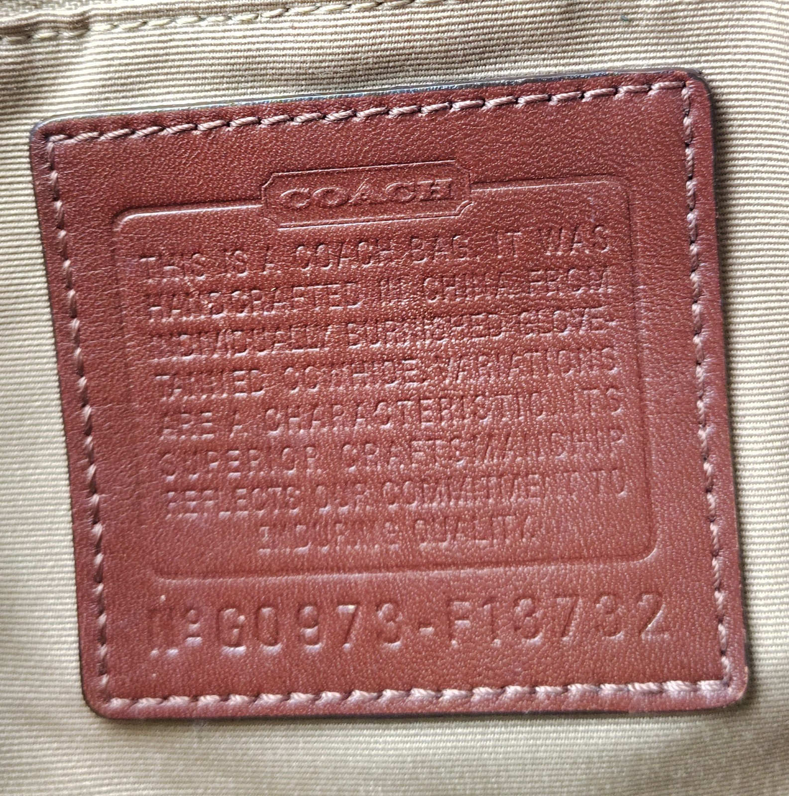 Coach LARGE F13732 Vintage Tobacco Brown Pleated Leather Shoulder Bag