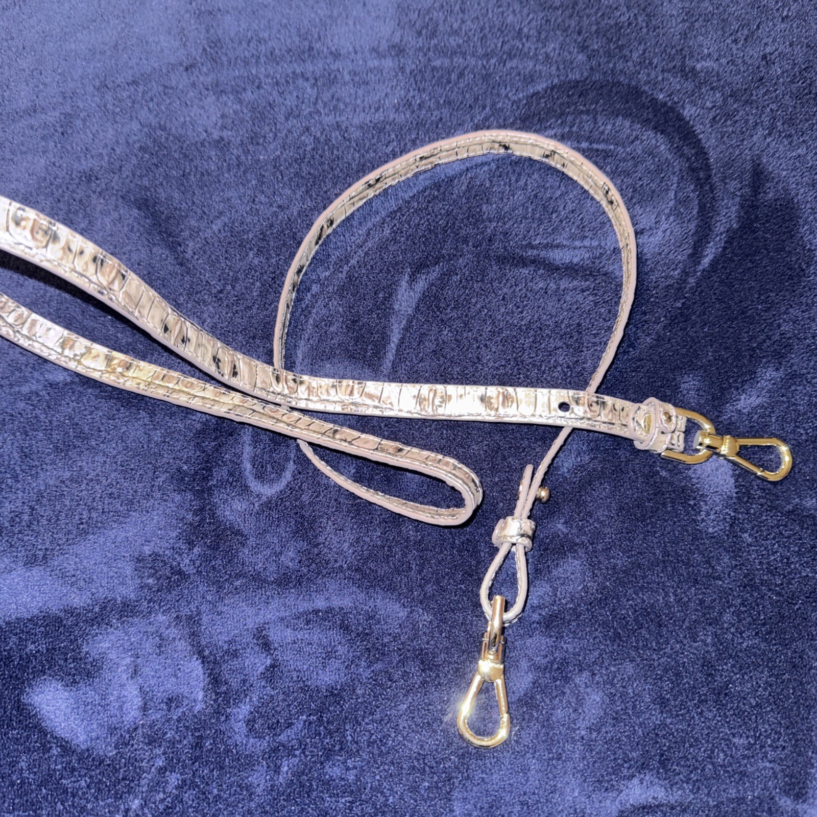 BRAHMIN SILVER METALLIC SMOKE? XBODY LEATHER REPLACEMENT STRAP FOR HANDBAG 50”