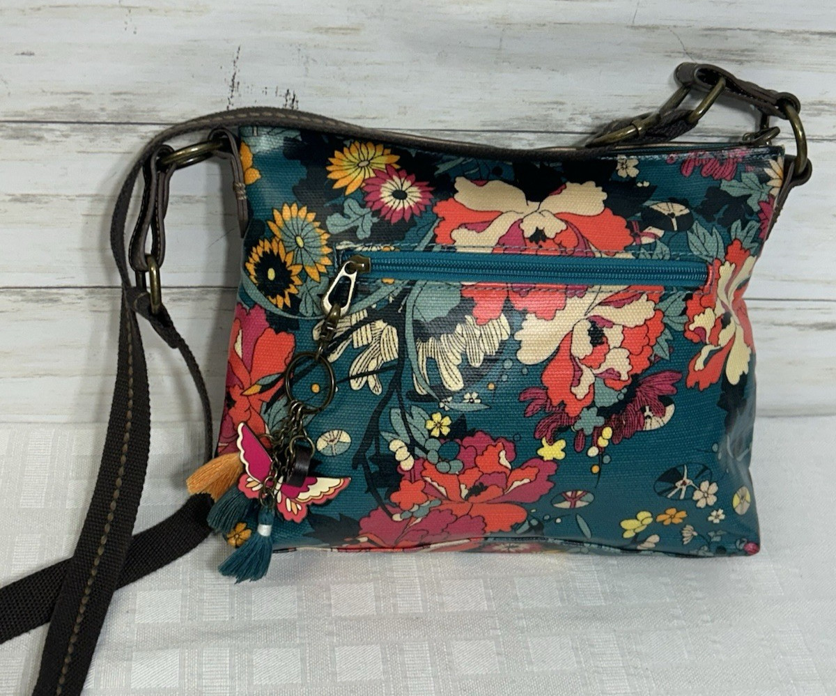 EUC! Sakroots Mosaic Floral Flower Women’s Crossbody Bag with Purse Fob Tassels