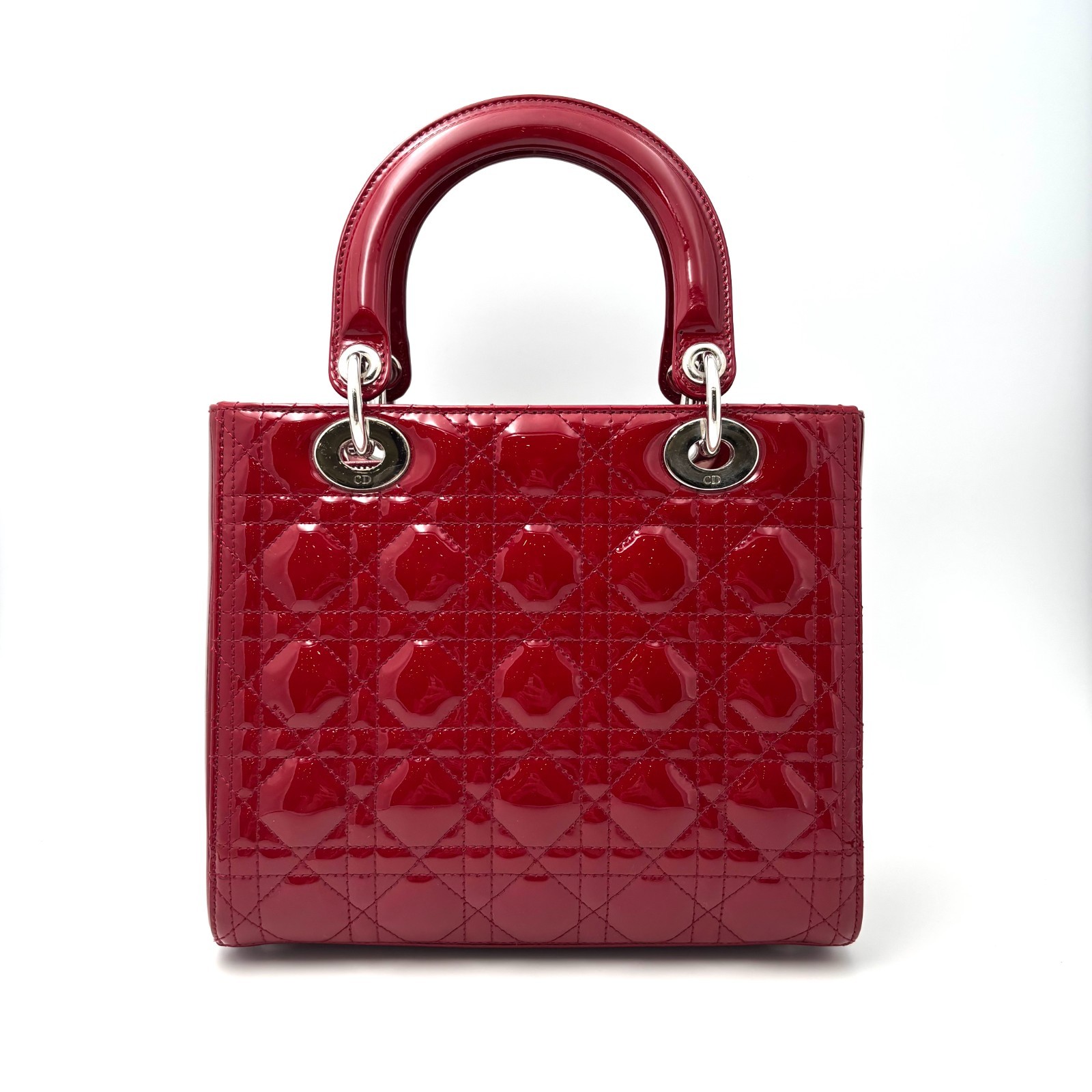 Dior Patent Cannage Medium Lady Dior Red/ j11897
