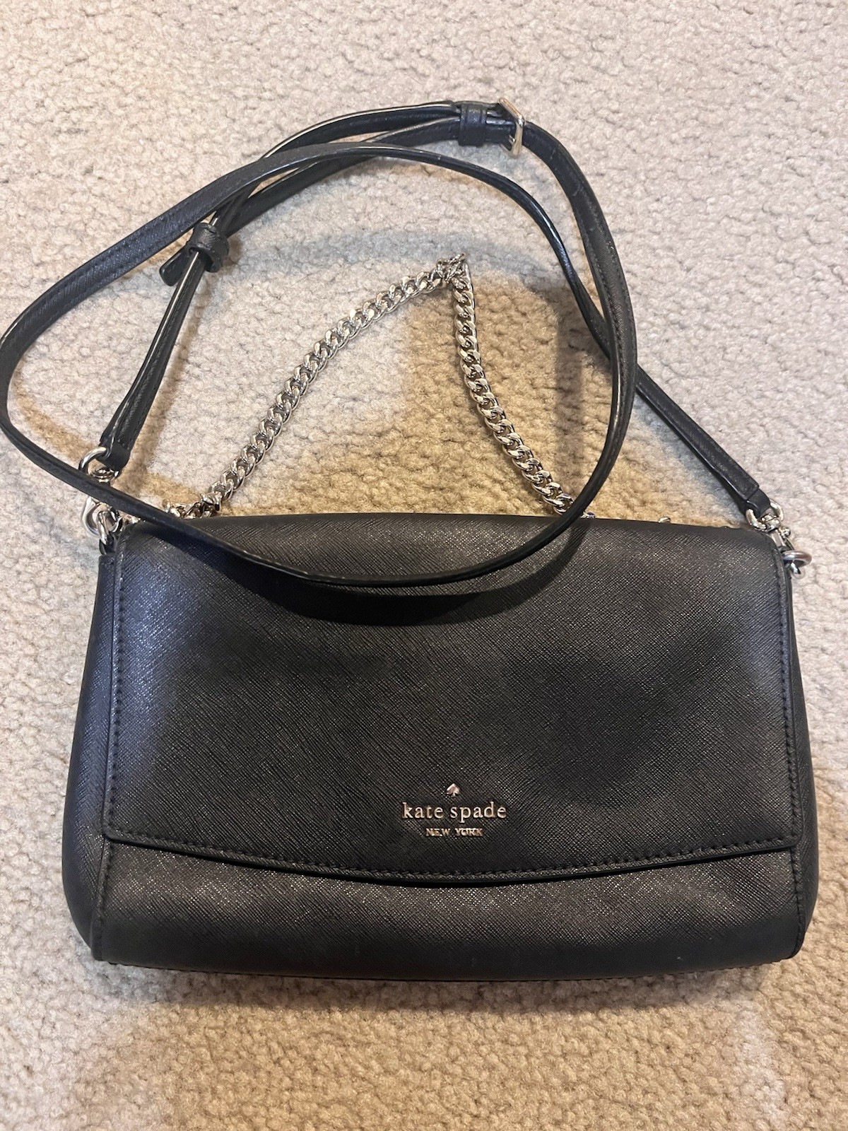 Kate Spade New York Laurel Way Greer Crossbody Shoulder Bag – Black Chain Purse