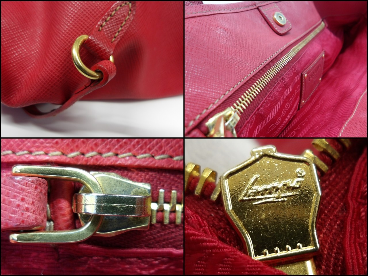 Auth MH87 Prada Saffiano Metal Tote Bag Gold Hardware from Japan