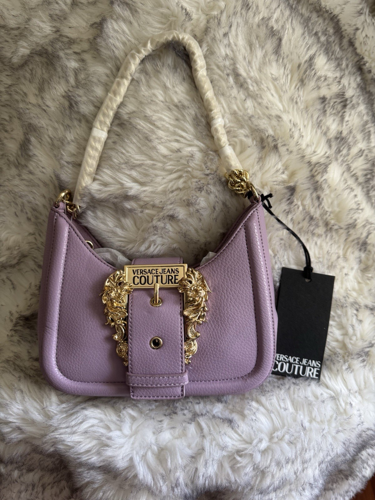NWT Versace Jeans Couture Purple Leather W/Gold HW Shoulder Bag/Cross Body Purse